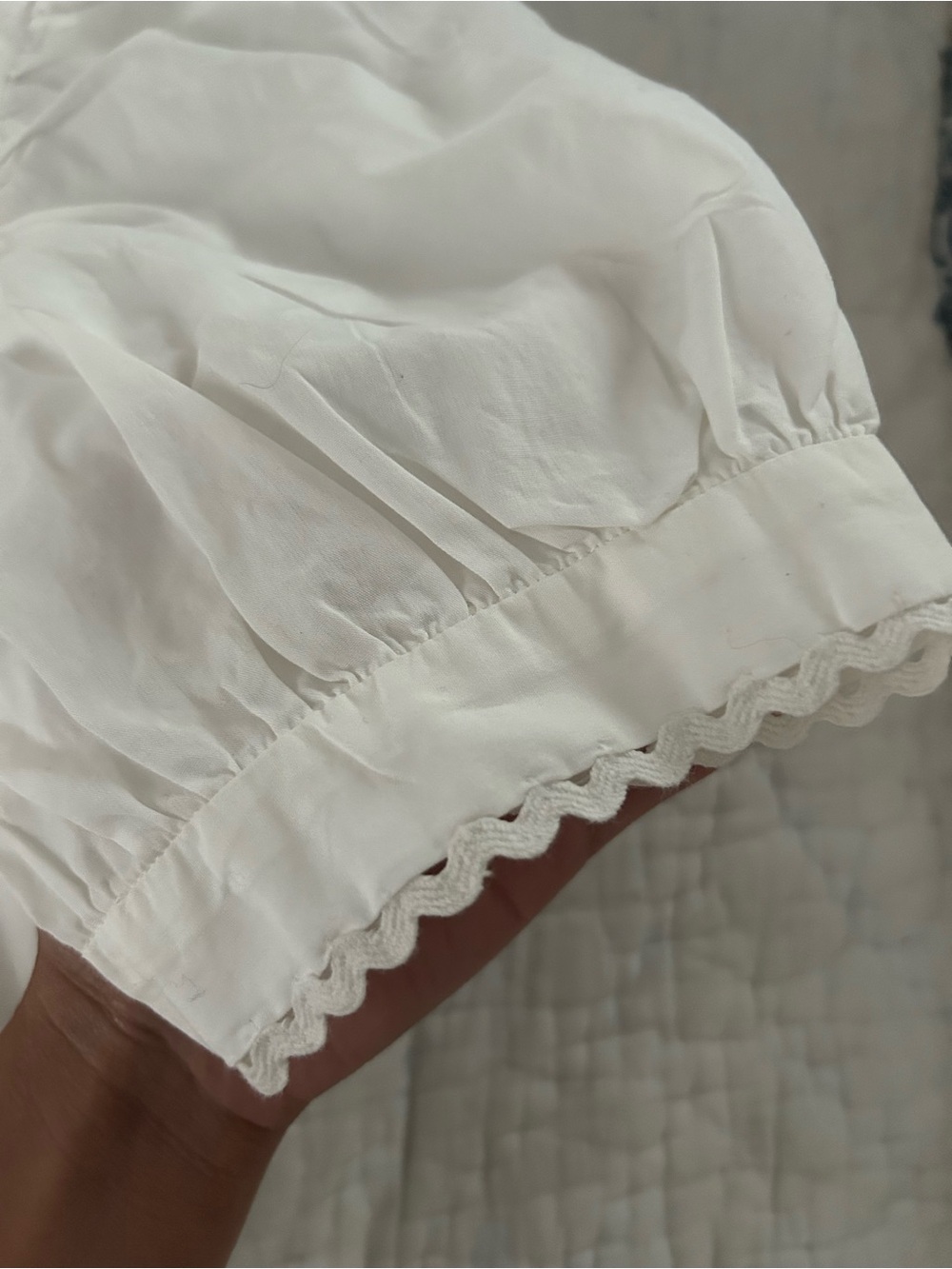 NWT sezane chemise wave Women's White Ruffled Lace-Trim Blouse - Picture 9 of 10